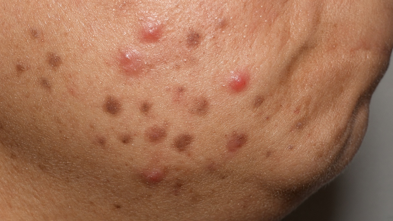 Acne and acne marks — dermatology consultation